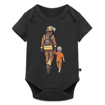 Daddy Hero Firefighter Fire Brigade Brave - Baby Premium short-sleeve bodysuit - black - Front
