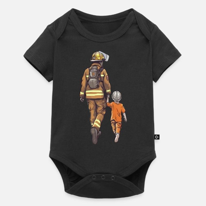 Papa Héros Pompier Pompier Brave - Body à manches courtes Premium Bébé - noir