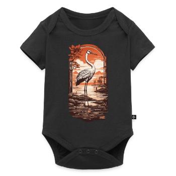 Asian Stork Art Grace Retro Japan Design - Baby Premium short-sleeve bodysuit - black - Front