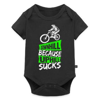 Downhill Because Uphill Sucks Geschenk MTB Biker R - Baby Premium Kurzarmbody - Schwarz - Vorne