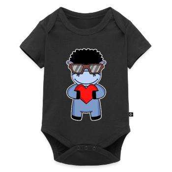 Âne avec lunettes de soleil et cœur - Body à manches courtes Premium Bébé - noir - Devant