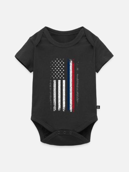 Notende Flagge: Blaue Rote Linie - Baby Premium Kurzarmbody - Schwarz
