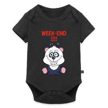 Panda en week end - Body à manches courtes Premium Bébé - noir - Devant