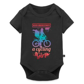Never underestimate a cyclist girl - Baby Premium short-sleeve bodysuit - black - Front