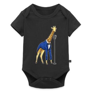 Chanteur girafe Chant au micro - Body à manches courtes Premium Bébé - noir - Devant