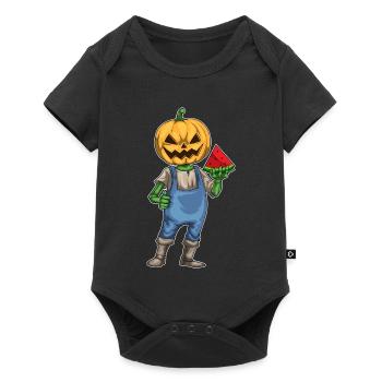 Jack O'Lantern Halloween Wassermelone - Baby Premium Kurzarmbody - Schwarz - Vorne