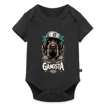 German Wirehaired Gangsta Dog Gift - Baby Premium short-sleeve bodysuit - black - Front