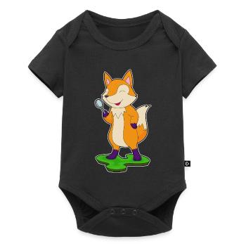 Fox Detective Magnifying Glass - Baby Premium short-sleeve bodysuit - black - Front