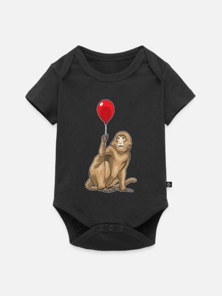 Affe Luftballon - Baby Premium Kurzarmbody - Schwarz