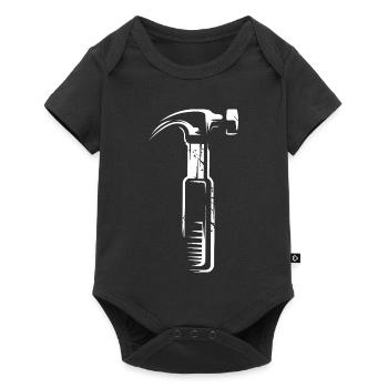 Hammer mit Scratch Effekt - Werkzeuge Handwerker - Baby Premium Kurzarmbody - Schwarz - Vorne