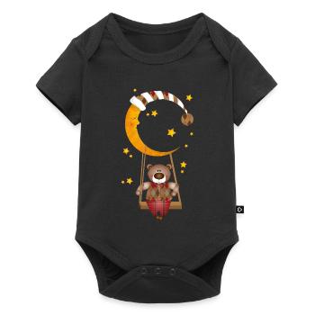 Teddy rocks on the moon – sweet goodnight motif - Baby Premium short-sleeve bodysuit - black - Front