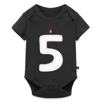 Bougie d’anniversaire festive numéro 5 - Body à manches courtes Premium Bébé - noir - Devant