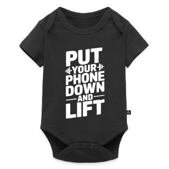 Posez votre téléphone et soulevez-le - Body à manches courtes Premium Bébé - noir - Devant
