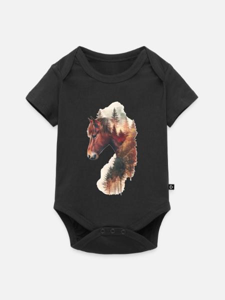 Pferd - Baby Premium Kurzarmbody - Schwarz
