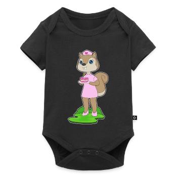 Squirrel Birthday Nurse - Baby Premium short-sleeve bodysuit - black - Front