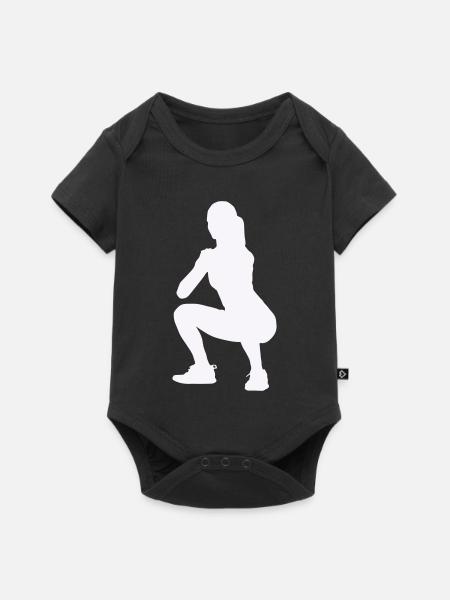 Frau Silhouette Squat - Baby Premium Kurzarmbody - Schwarz