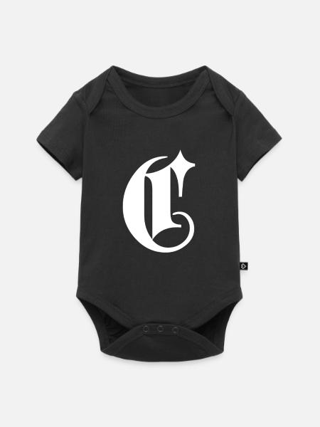 Verzierter C-Monogrammstern - Baby Premium Kurzarmbody - Schwarz