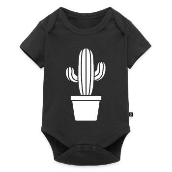 Kaktus Silhouette im Topf Pflanzenmotiv - Baby Premium Kurzarmbody - Schwarz - Vorne