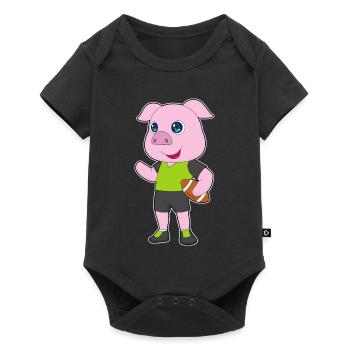 Schwein American Football - Baby Premium Kurzarmbody - Schwarz - Vorne