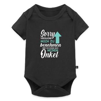 Ich versuche mich zu benehmen Onkel Geburtstag Fun - Baby Premium Kurzarmbody - Schwarz - Vorne