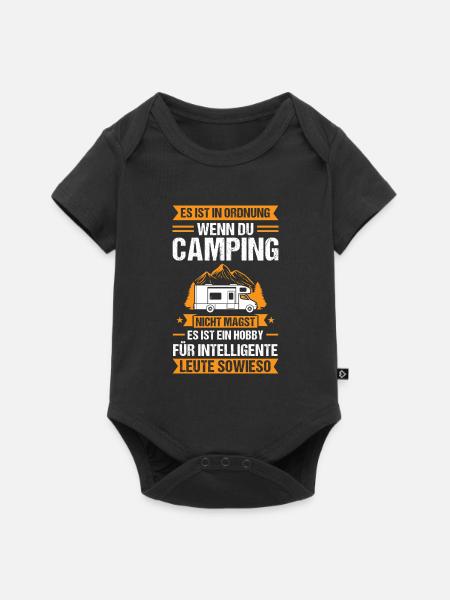 Campen Camping Camper Geschenk - Baby Premium Kurzarmbody - Schwarz