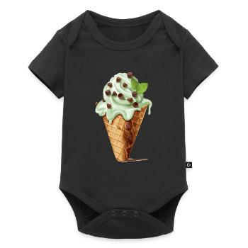 Mint Chocolate Chip Ice Cream Cone - Baby Premium short-sleeve bodysuit - black - Front