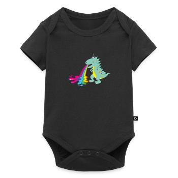 dinohorn, dino, einhorn, Dinosaurier - Baby Premium Kurzarmbody - Schwarz - Vorne
