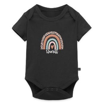 Shérif arc-en-ciel léopard drôle shérif appréciation - Body à manches courtes Premium Bébé - noir - Devant