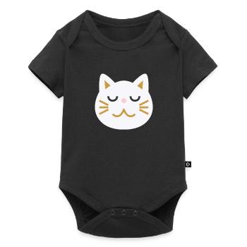 Visage de chat japonais L blanc - Body à manches courtes Premium Bébé - noir - Devant