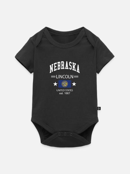 Nebraska - Baby Premium Kurzarmbody - Schwarz