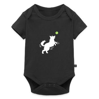 German Shepherd Dog Catching Tennis Ball - Baby Premium Kurzarmbody - Schwarz - Vorne