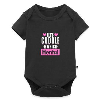 Let's Cuddle And Watch - Baby Premium Kurzarmbody - Schwarz - Vorne