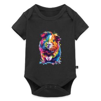 Buntes Hipster-Meerschweinchen - Baby Premium Kurzarmbody - Schwarz - Vorne