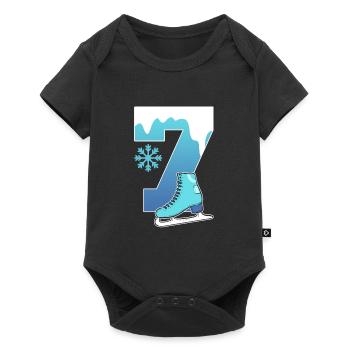 Schlittschuh Eislauf 6. Kindergeburtstag - Baby Premium Kurzarmbody - Schwarz - Vorne