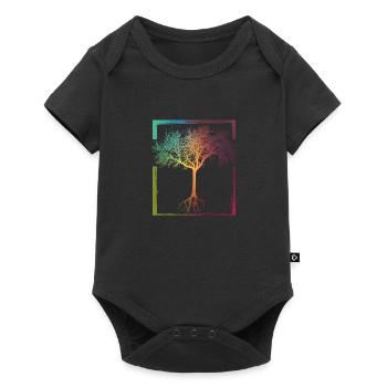 Mutter Natur - Rahmen Wurzeln Baum Lebensbaum - Baby Premium Kurzarmbody - Schwarz - Vorne