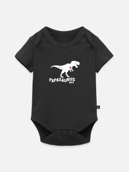 Papasaurus Dinosaur - Baby Premium Kurzarmbody - Schwarz