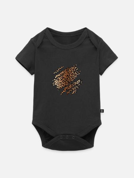 Wilder Leopard nach innen - Baby Premium Kurzarmbody - Schwarz