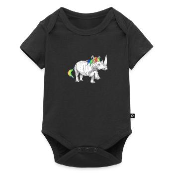 Rhino unicorn - Baby Premium short-sleeve bodysuit - black - Front