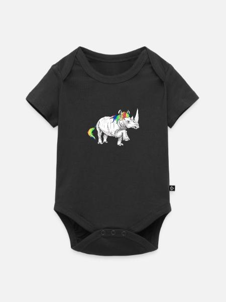 Nashorn Einhorn - Baby Premium Kurzarmbody - Schwarz