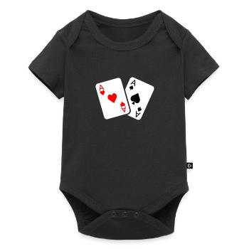 Jeu de cartes avec deux as - Body à manches courtes Premium Bébé - noir - Devant