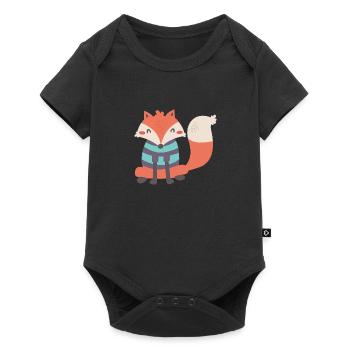 Sweet fox with Ringelpulli - Baby Premium short-sleeve bodysuit - black - Front