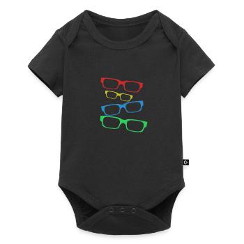 Design avec des lunettes colorées avec des montures de lunettes - Body à manches courtes Premium Bébé - noir - Devant