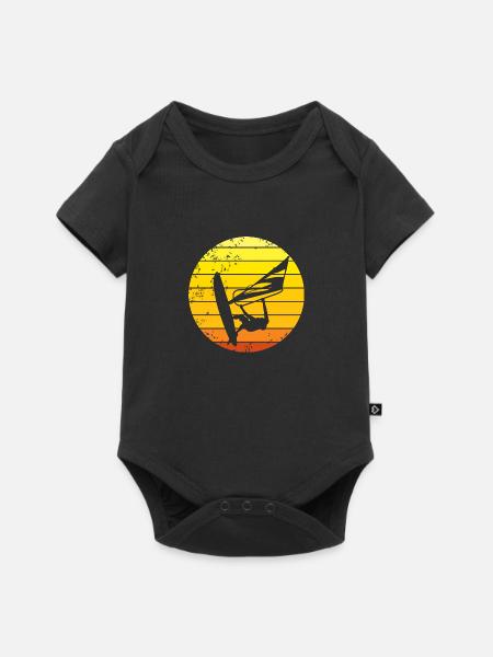 Windsurfer Retro Sonnenuntergang - Baby Premium Kurzarmbody - Schwarz