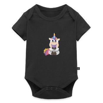 Einhorn Lesen Ein Buch Buchwurm Geschenkidee - Baby Premium Kurzarmbody - Schwarz - Vorne