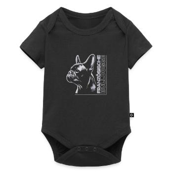 Bouledogue Français dessin tête argent - Body à manches courtes Premium Bébé - noir - Devant