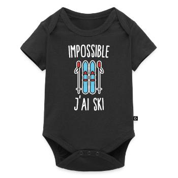 Impossible j'ai ski - Body à manches courtes Premium Bébé - noir - Devant