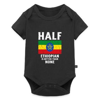 Halb Äthiopier ist besser als keiner Nationalflagg - Baby Premium Kurzarmbody - Schwarz - Vorne
