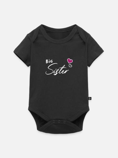 Coeur de frères et soeurs de grande soeur - Body à manches courtes Premium Bébé - noir