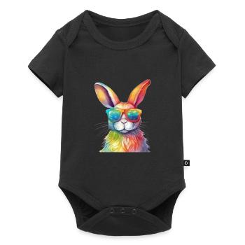Lapin coloré cool avec des lunettes de soleil lapin - Body à manches courtes Premium Bébé - noir - Devant
