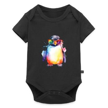 Colorful cool penguin with sunglasses - Baby Premium short-sleeve bodysuit - black - Front